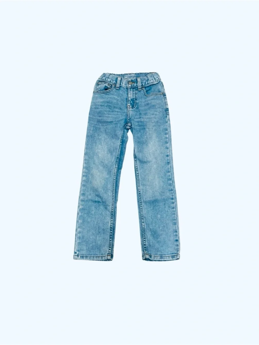 Wonder Nation cotton blend light blue denim jeans Boy 7 Slim 5 pocket design zip